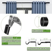 Venwemong Rozsdamentes Függönyrúd Állítható 60-135 cm Ezüst 25 mm 2 db 5