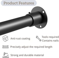 Venwemong Ruhaállvány 84-160 cm Állítható Fali Rögzítéssel és Fúrókészlettel Fekete - 84-160cm, Black 2