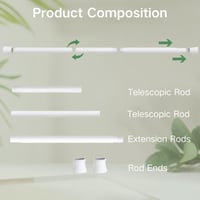 Venwemong Teleszkópos Függönykarnis 69-90cm, Szerelés Nélkül, Ezüst 5
