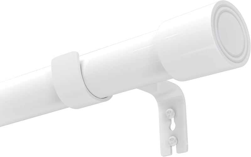 Venwemong Teleszkópos Függönyrúd 2m Fehér Rozsdamentes Acél Tartóval 84-150cm