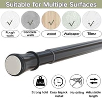 Venwemong Teleszkópos Függönyrúd Fúrás Nélkül 75-175 cm Fürdőszoba Gardrób 3