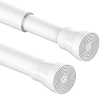Venwemong Teleszkópos Zuhanyfüggöny Rúd 50-70 cm - Fúrás Nélküli Fehér Karnisrúd Fürdőszobába, Csúszásgátló Szilikon Véggel, 25 mm Átmérőjű  1