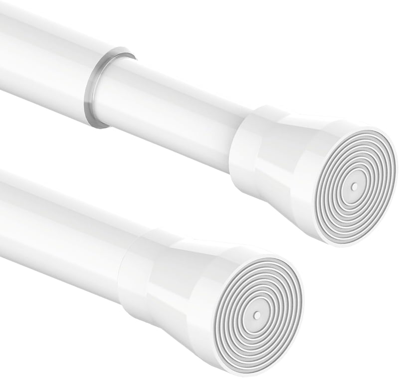 Venwemong Teleszkópos Zuhanyfüggöny Rúd 50-70 cm - Fúrás Nélküli Fehér Karnisrúd Fürdőszobába, Csúszásgátló Szilikon Véggel, 25 mm Átmérőjű 