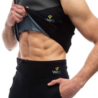 Pánska neoprénová potiaca vesta VeoFit, veľkosť XXL, čierna, sauna tričko na spaľovanie tukov a rýchle chudnutie, vrátane fitnes príručky a tašky ako darček 1