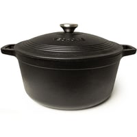 VeoHome 6L Oală din Fontă Negru Mat Emailat | Vas de Gătit | Pentru Copt Pâine | Cuptor Olandez | Cratită Termorezistentă 28cm 1