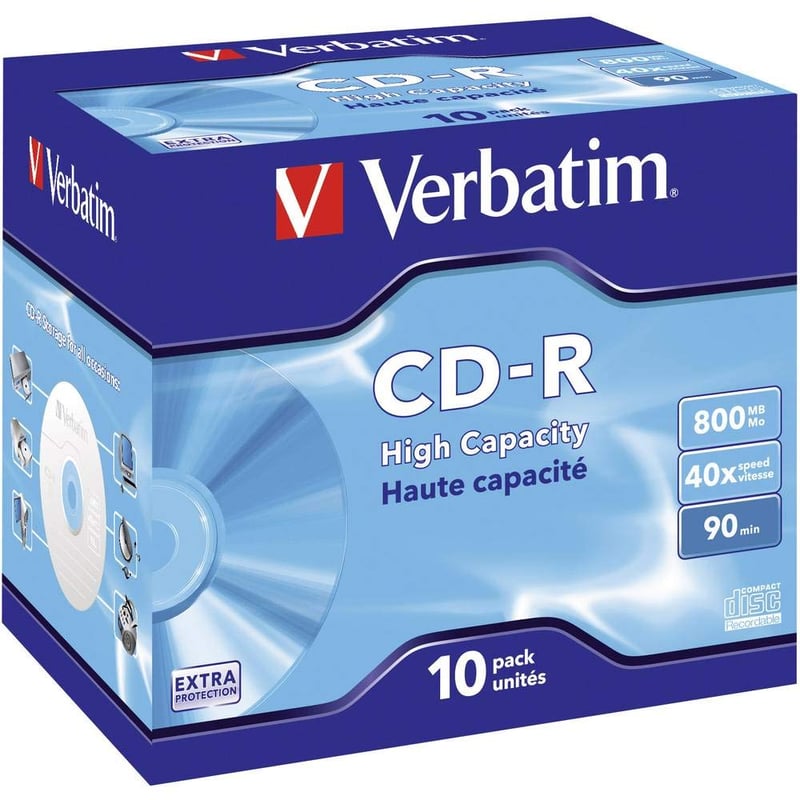Verbatim CD-R 800MB 40x rýchlosť zápisu zapisovateľné CD médium - 10 ks balenie v krabičke (Jewel Case)