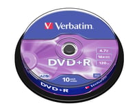 Verbatim DVD+R 4,7 GB, rýchlosť zápisu 16x, povrch odolný proti poškriabaniu, technológia AZO, balenie 10 ks na vretene, spoľahlivá dlhodobá archivácia 1