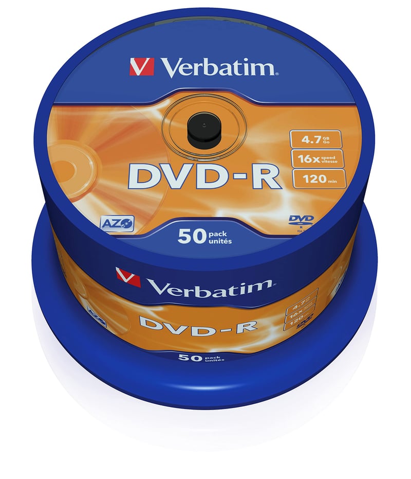 Verbatim DVD-R AZO 4,7 GB 16x matný strieborný zapisovateľný DVD disk – 50-kusové balenie na vretene