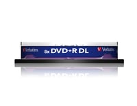 DVD+R Double Layer Verbatim 8,5 GB, rýchlosť zápisu 8x, matný strieborný povrch, odolné voči poškriabaniu, balenie 10 ks na tŕni, 240 minút 2