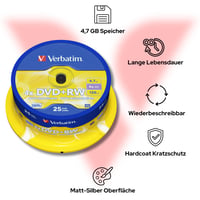 Prepisovateľné DVD+RW Verbatim 4,7 GB 4x - 25 ks na vretene 4