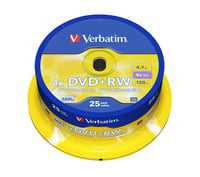 Prepisovateľné DVD+RW Verbatim 4,7 GB 4x - 25 ks na vretene 1