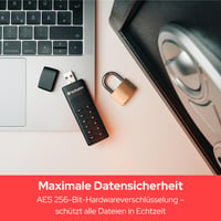 Verbatim Keypad Secure USB-C kľúč 128GB – Ochrana heslom a šifrovanie, s USB-C predlžovacím káblom, čierny 3