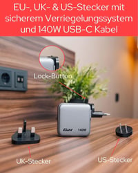 Încărcător de voiaj Verbatim Mini GaN 140W cu afișaj, 3 porturi USB-C și USB-A 8