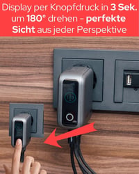 Încărcător de voiaj Verbatim Mini GaN 140W cu afișaj, 3 porturi USB-C și USB-A 6