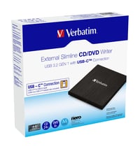 Writer extern CD/DVD Verbatim Slimline cu conexiune USB-C USB 3.2 Gen1, cablu USB-C/USB-A, design subțire și compact 5