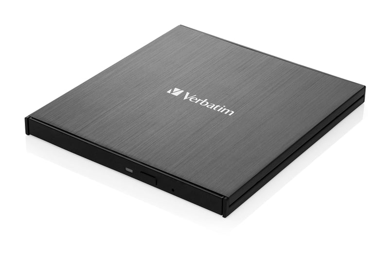 Writer extern CD/DVD Verbatim Slimline cu conexiune USB-C USB 3.2 Gen1, cablu USB-C/USB-A, design subțire și compact