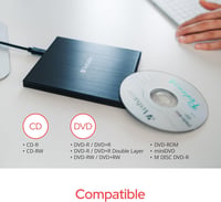 Externá USB 2.0 CD/DVD napaľovačka Verbatim Slimline so softvérom Nero Burn, kompaktný dizajn, čierna 4