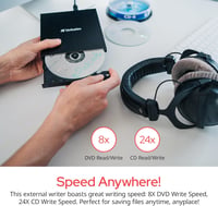 Externá USB 2.0 CD/DVD napaľovačka Verbatim Slimline so softvérom Nero Burn, kompaktný dizajn, čierna 3