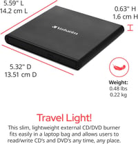 Externá USB 2.0 CD/DVD napaľovačka Verbatim Slimline so softvérom Nero Burn, kompaktný dizajn, čierna 2