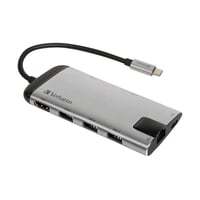Verbatim USB-C adaptér USB 3.1 GEN 1 – s portmi USB 3.0x3, HDMI, SDHC, MicroSDHC, RJ45, model 49142, multifunkčná dokovacia stanica 1