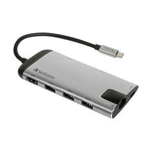 Verbatim USB-C adapter USB 3.1 GEN 1 - s priključcima USB 3.0x3, HDMI, SDHC, MicroSDHC, RJ45, model 49142, višenamjenska priključna stanica