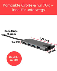 Verbatim USB-C adaptér USB 3.1 GEN 1 – s portmi USB 3.0x3, HDMI, SDHC, MicroSDHC, RJ45, model 49142, multifunkčná dokovacia stanica 2