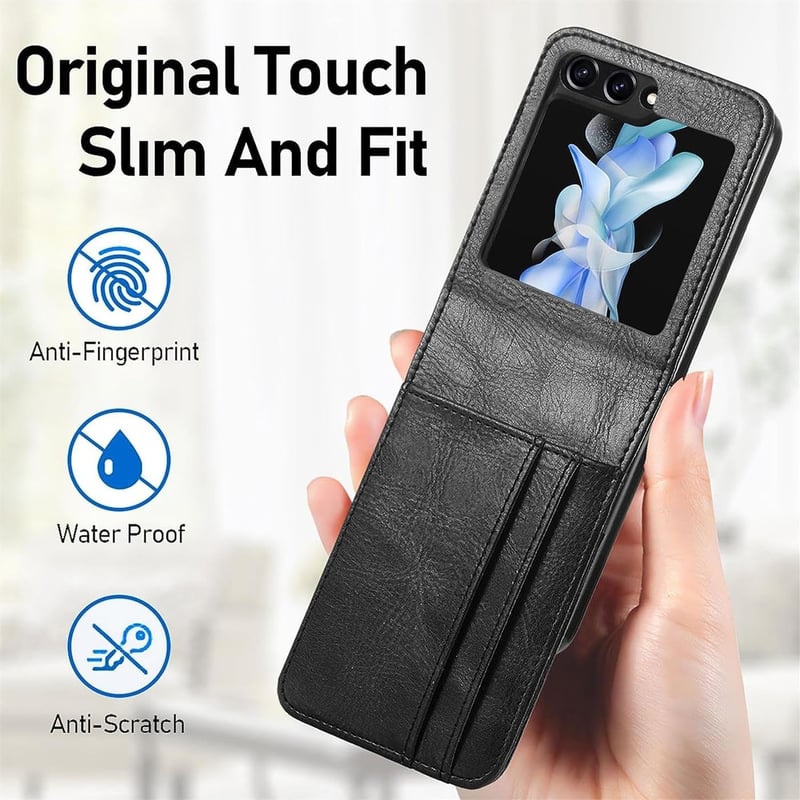 Verco Samsung Galaxy Z Flip 6 5G flip tok, fekete védőtok függőleges összehajtható mobiltelefonhoz - Z FLIP 6, black