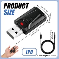 Bluetooth 5.0 USB adaptér Veridius 2 v 1 vysielač-prijímač s 3,5 mm jack káblom pre TV, PC, auto, slúchadlá, reproduktory a stereo systémy s funkciou hands-free 2