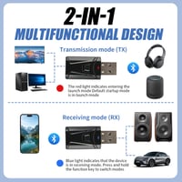 Bluetooth 5.0 USB adaptér Veridius 2 v 1 vysielač-prijímač s 3,5 mm jack káblom pre TV, PC, auto, slúchadlá, reproduktory a stereo systémy s funkciou hands-free 4