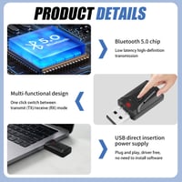 Bluetooth 5.0 USB adaptér Veridius 2 v 1 vysielač-prijímač s 3,5 mm jack káblom pre TV, PC, auto, slúchadlá, reproduktory a stereo systémy s funkciou hands-free 3