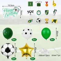 Sada futbalových balónov VerLuky na 6. narodeniny, zelený fóliový balón, 18 latexových balónov, balón v tvare trofeje a hviezdy, banner Happy Birthday, dekorácia na futbalovú oslavu 3