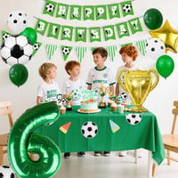 Sada futbalových balónov VerLuky na 6. narodeniny, zelený fóliový balón, 18 latexových balónov, balón v tvare trofeje a hviezdy, banner Happy Birthday, dekorácia na futbalovú oslavu 7
