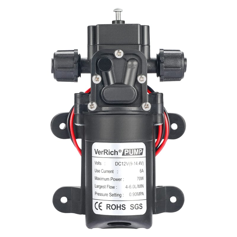Membránové čerpadlo VerRich 12V 70W, samonasávacie vodné čerpadlo 6 l/min