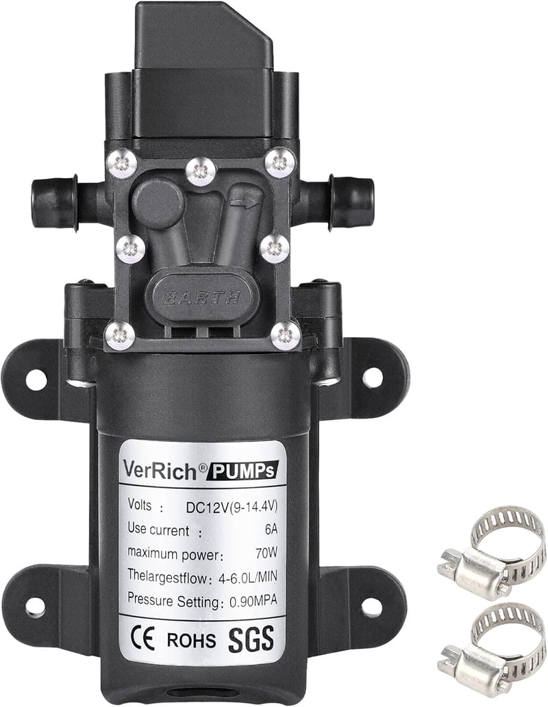 VerRich 12V Membránpumpa 70W Önszívó Vízpumpa 6 L/min