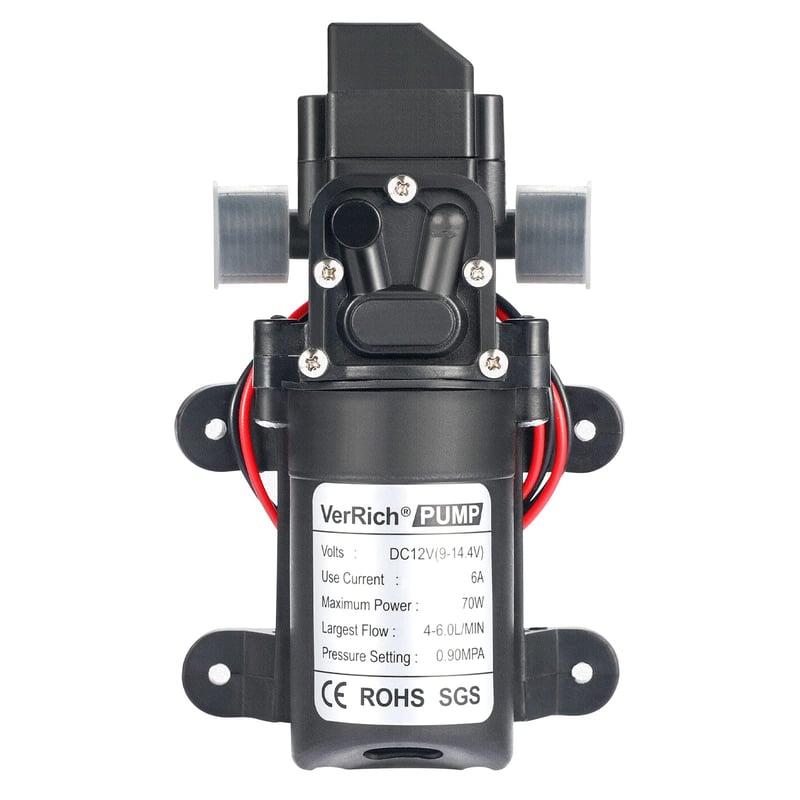 VerRich 12V membranska pumpa - 70W samousisna pumpa za vodu 6L/min 0.9MPA s tlačnom sklopkom, električna pumpa za vodu za navodnjavanje vrta