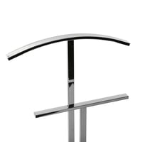 Versa Lund Modern Multifunkcionális Valet Állvány 2 Akasztóval Férfi és Női Ruhákhoz, 100x20x52 cm, Acél, Ezüst 4