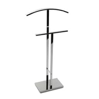 Versa Lund Modern Multifunkcionális Valet Állvány 2 Akasztóval Férfi és Női Ruhákhoz, 100x20x52 cm, Acél, Ezüst 1