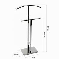 Versa Lund Modern Multifunkcionális Valet Állvány 2 Akasztóval Férfi és Női Ruhákhoz, 100x20x52 cm, Acél, Ezüst 7