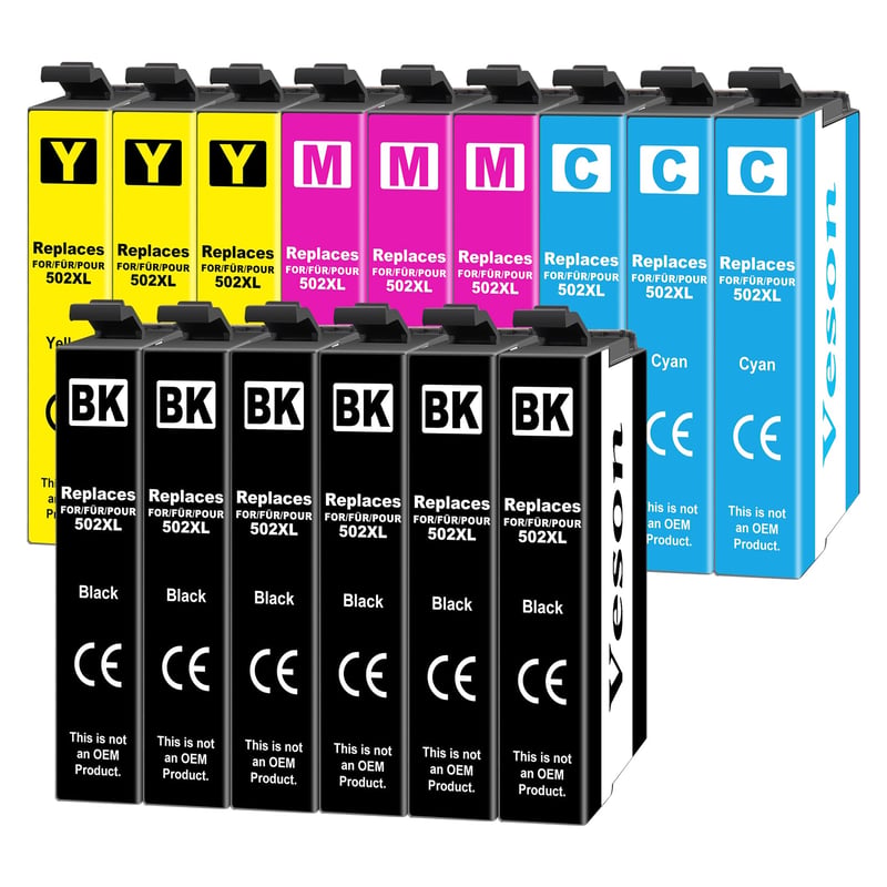 Pachet de cartușe de cerneală compatibile Veson 502XL – Epson Expression Home XP-5100 XP-5105 XP-5150 XP-5155 Workforce WF-2860 WF-2865 WF-2880 WF-2885 – 15 bucăți