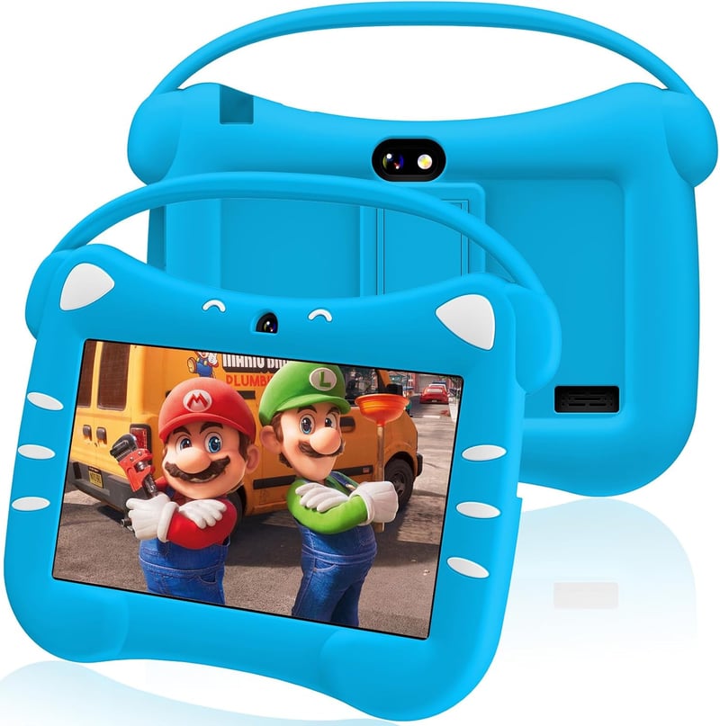 VESWWE Gyerek Tablet 7 Hüvelykes Android WiFi Bluetooth 32GB Védőtokkal Kék 3-12 Éveseknek Fiúknak Lányoknak
