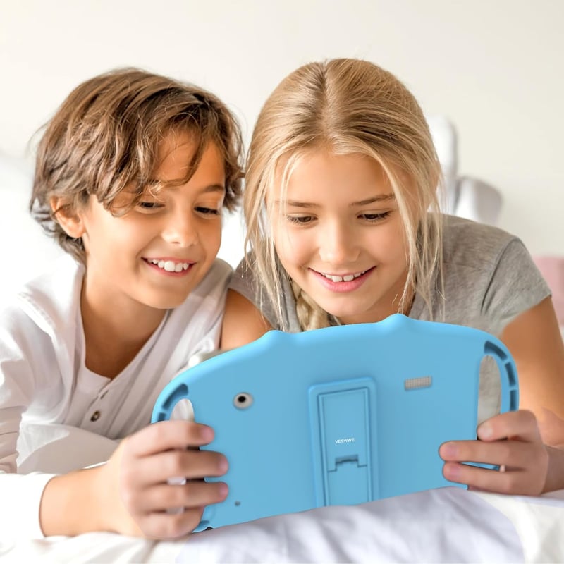 VESWWE Gyerektablet 7" Android WiFi 2GB/32GB Dupla Kamerával, Szülői Felügyelettel, Ütésálló Tokkal, Állvánnyal 3-14 Éves Korig (Kék)