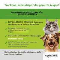 Vetocanis Szemcsepp Kutyáknak és Macskáknak 60 ml, Nedves Törlőkendők Szőrápoláshoz 100 db, Száraz Szem Ellen, Mancs Tisztító 2