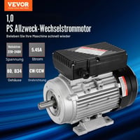 Jednofázový elektromotor VEVOR 0,55 kW, 1400 ot./min, AC 220-240 V, 4,5 A, rám 80 B34, 19 mm hriadeľ s drážkou pre pero, motor pre vzduchový kompresor, obojsmerná rotácia, pre poľnohospodárske stroje 2