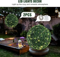 VEVOR 2 db Műanyag Buxus Gömb 50,8 cm LED Világítással Kertdekoráció 6