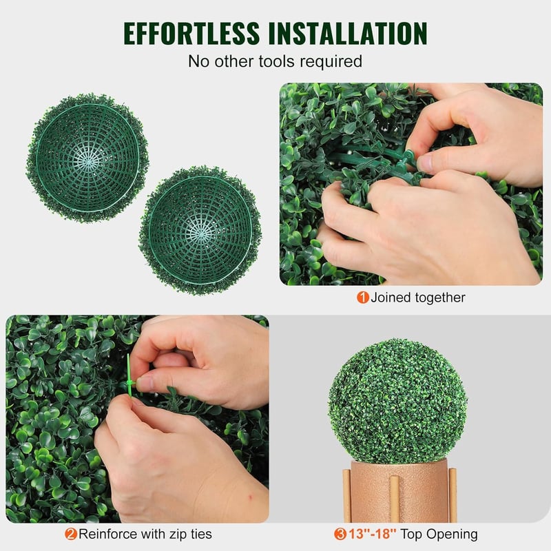 VEVOR 2 db Műanyag Buxus Gömb 50,8 cm LED Világítással Kertdekoráció