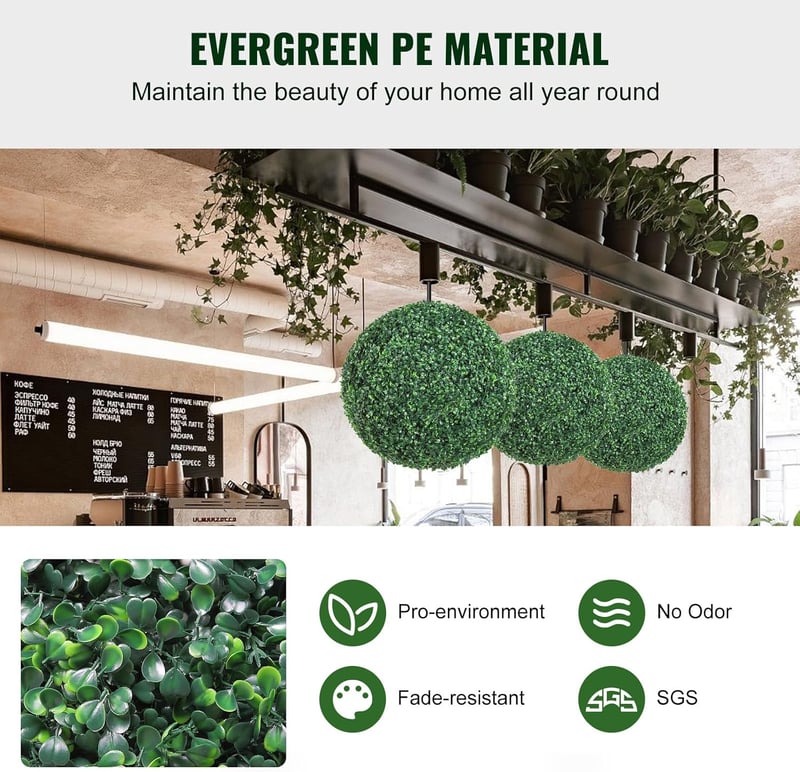 VEVOR 2 db Műanyag Buxus Gömb 50,8 cm LED Világítással Kertdekoráció