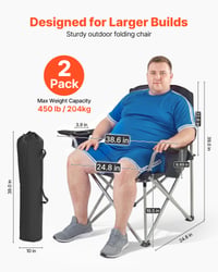 VEVOR 2 kom. predimenzionirane sklopive kamping stolice, nosivost 204 kg, podstavljene — poderotina na naslonu za ruke (stanje: vidi 2. sliku) 7