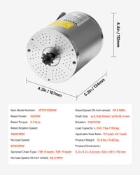 Set Motor DC fără perii VEVOR 3000W – 72V 4900 RPM 5,5 Nm, cu Controler de viteză îmbunătățit, Silențios, pentru Go-Kart, Biciclete electrice, Motociclete și Trotinete 7