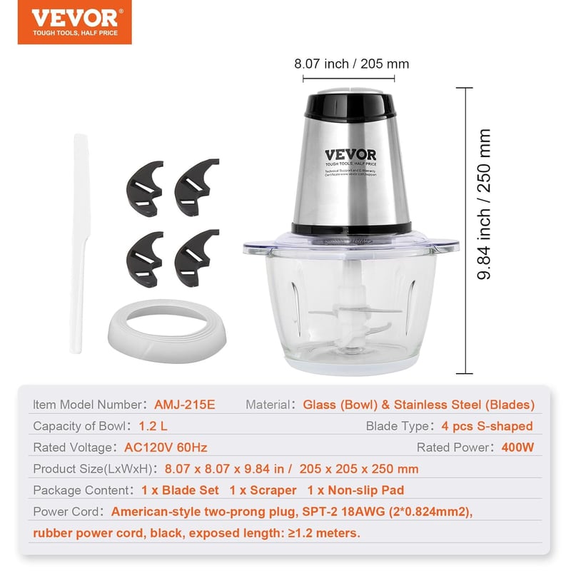 VEVOR 400W Elektromos Húsdaráló Aprító Konyhai Robotgép 1200ml