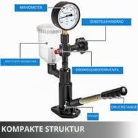 VEVOR 600 bara tester brizgaljki, 0,8 l mjerač tlaka goriva, dijagnostički alat za dizel motore s dvostrukom skalom 5